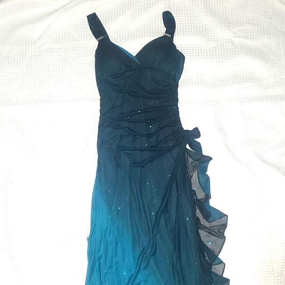 blondie nites by stacy sklar dress blue BLONDIE NITES by Stacy Sklar Party Dress Empire Waist RHINESTONE Size-9